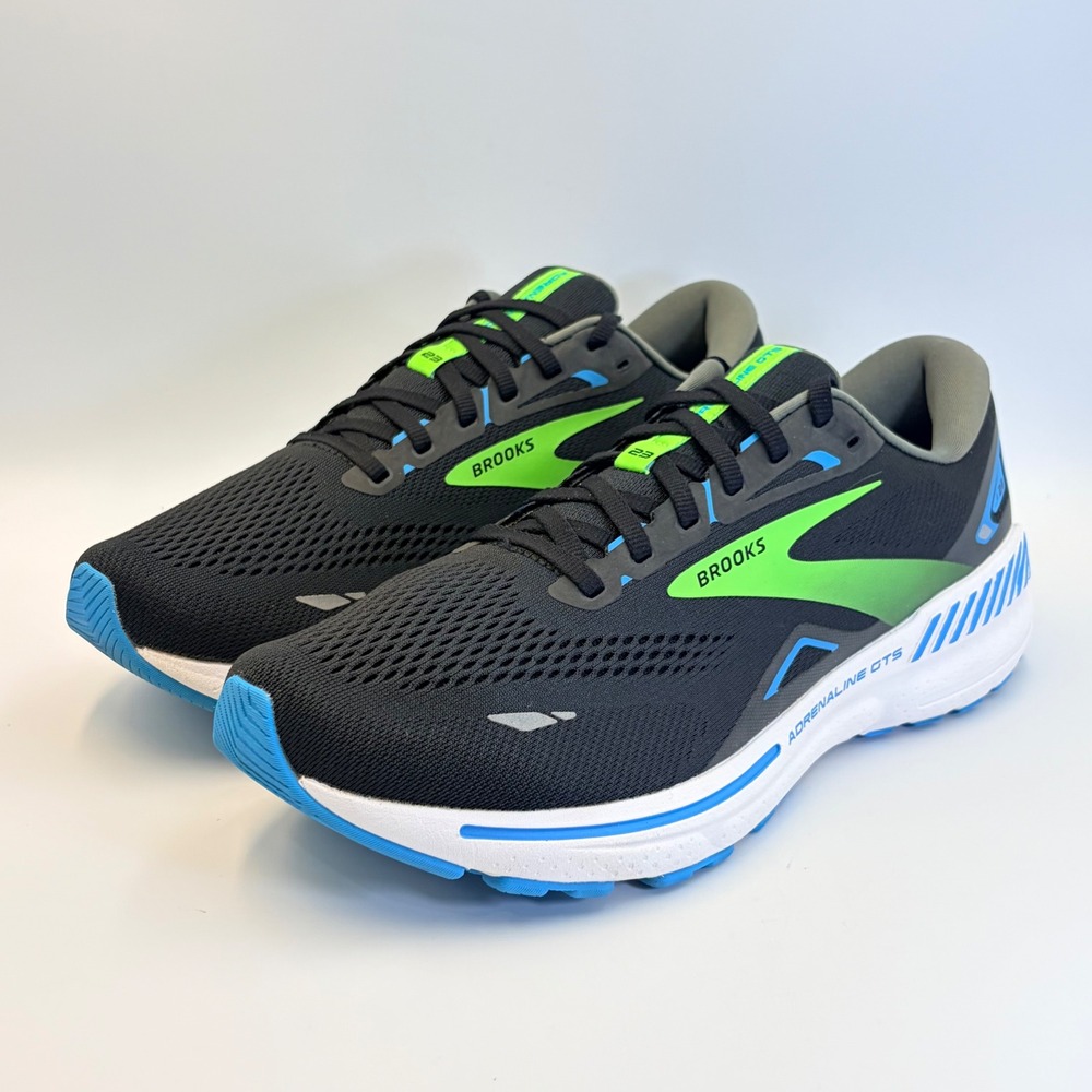 Brooks Adrenaline GTS 23 Mens 10.5 Running Shoes Black/Hawaiian Ocean/Green